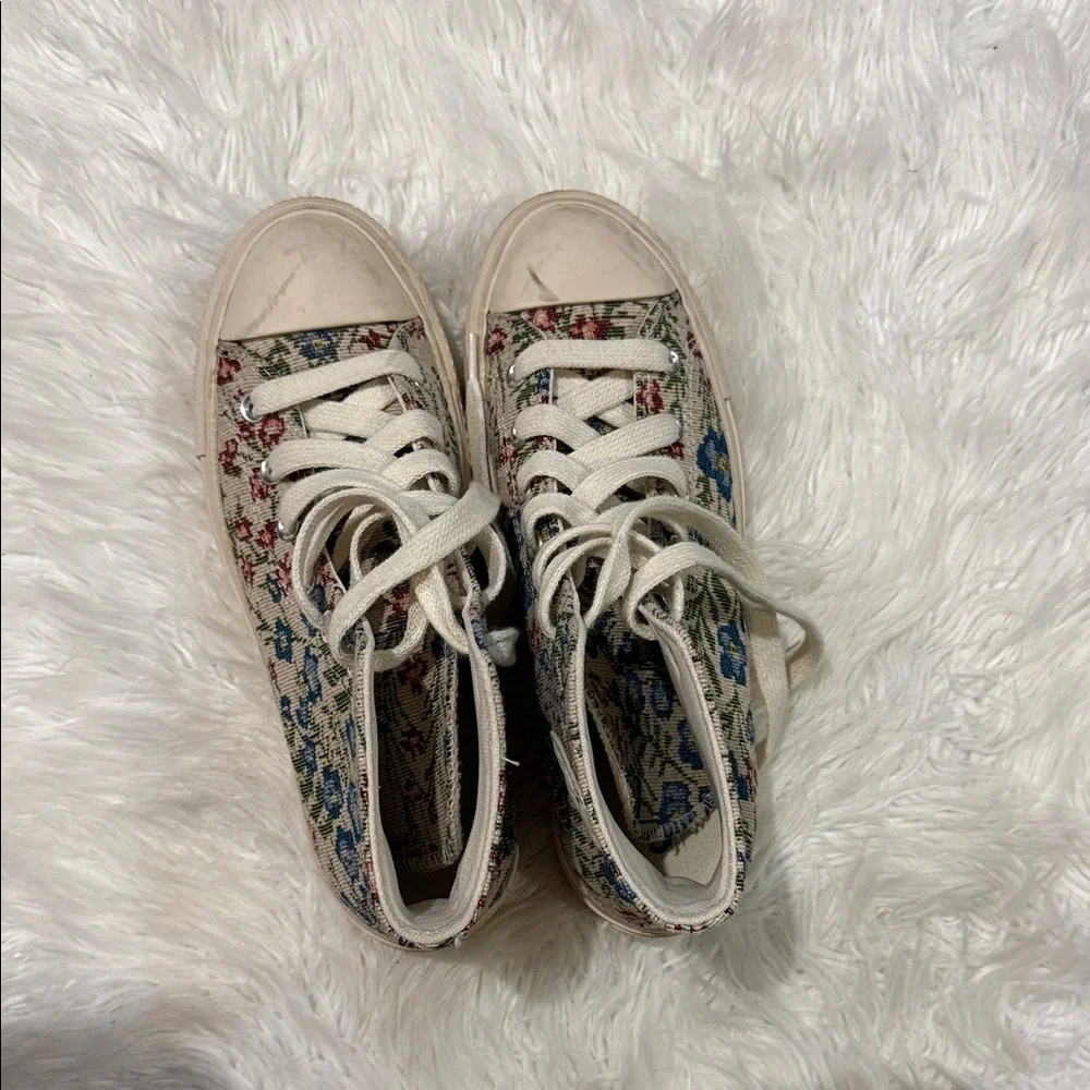 Converse Floral Jacquard High-Top Sneakers - Cream and Blue - Picture 4 of 4